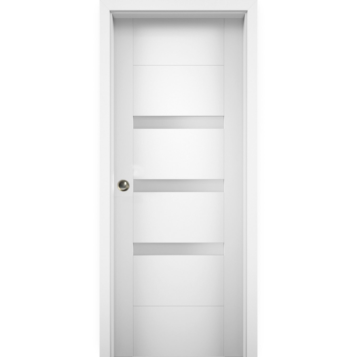 VDomDoors Sete Frosted Glass Sliding Closet White Door | Wayfair