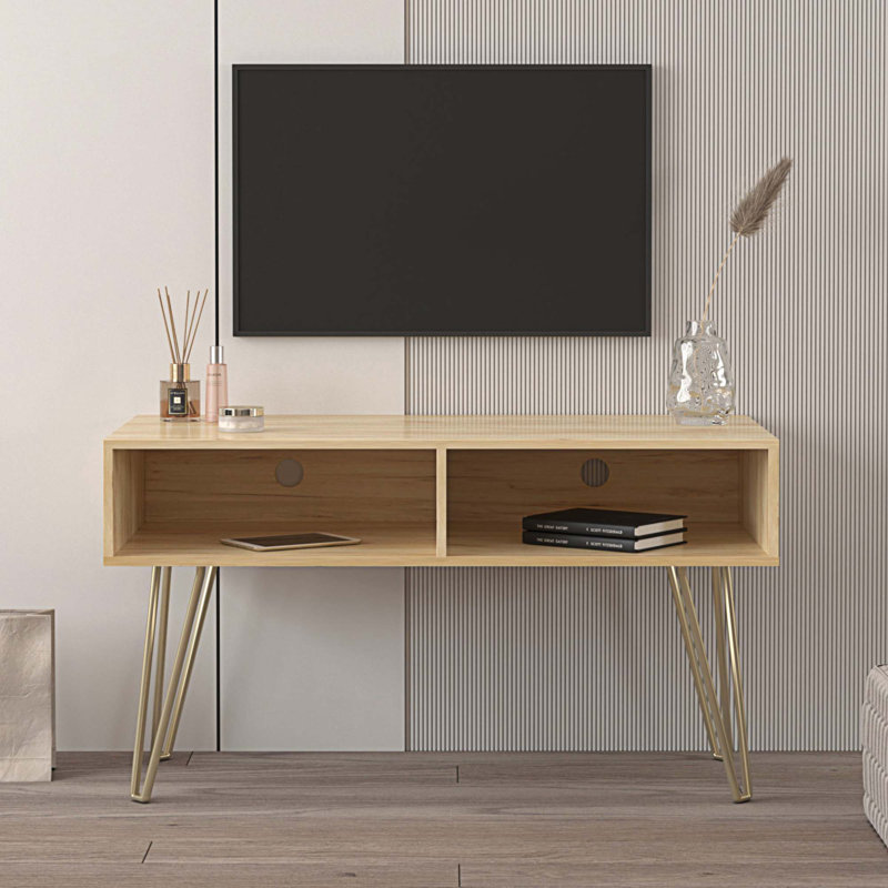 Meuble télé pour téléviseur de 55 po ou moins Albeiro, Chêne