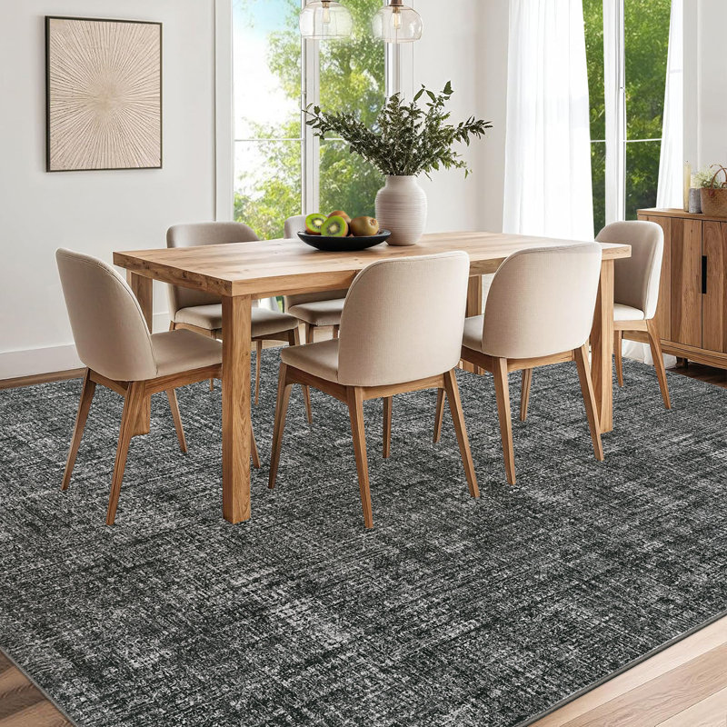 Tapis de salon Minimalist, Rectangle 9 pi x 12 pi, Gris foncé