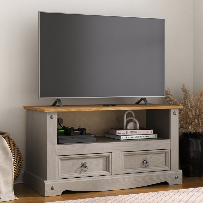 Crosspointe TV Stand for TVs up to 50" Solid Pine, Grey