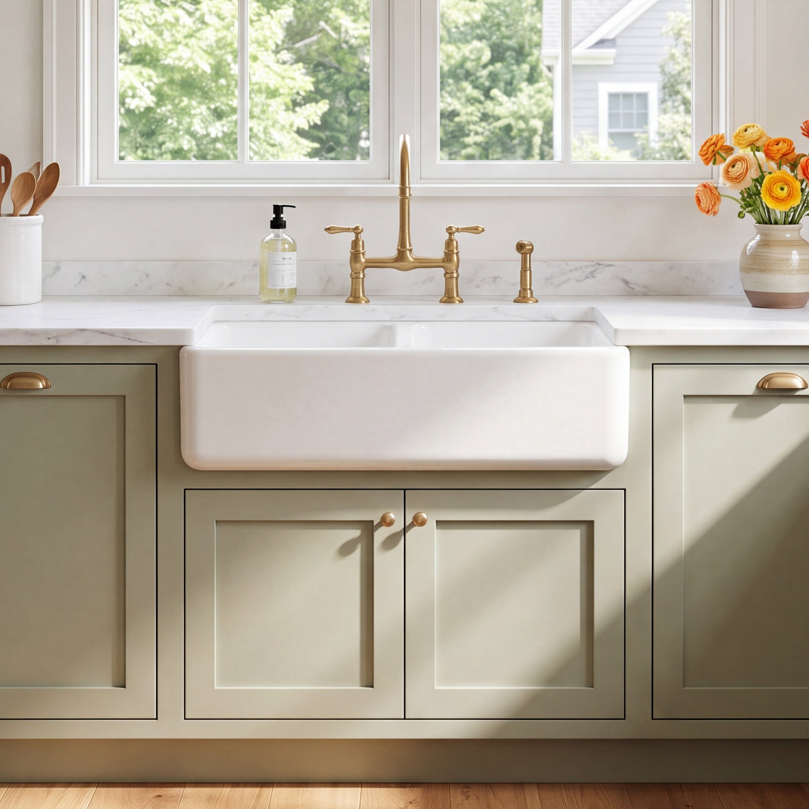 Marisol 33" Double Basin Farmhouse Sink, White