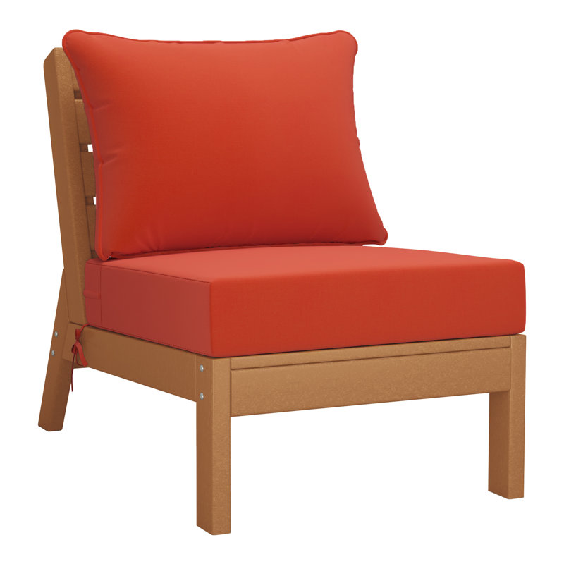 Ensemble de conversation à assise profonde 3 pièces avec coussins, Teck, Orange
