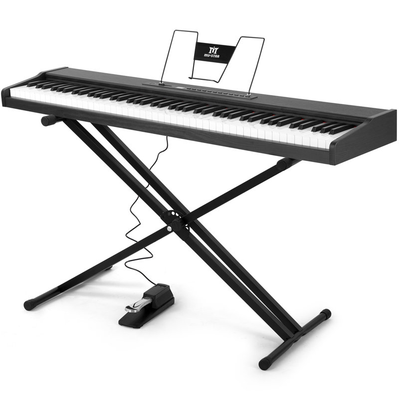 Fashion Wood 88 Key Portable Electric Piano With Stand, Black
