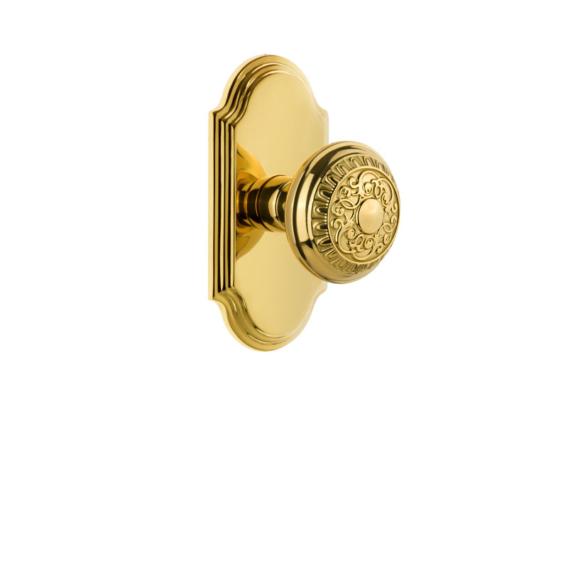 Grandeur Arc Plate Double Dummy with Windsor Door Knob, Lifetime Brass