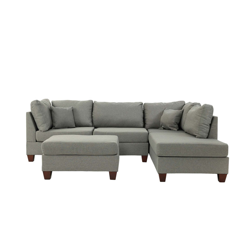 Canapé modulaire réversible en polyfibre avec repose-pieds