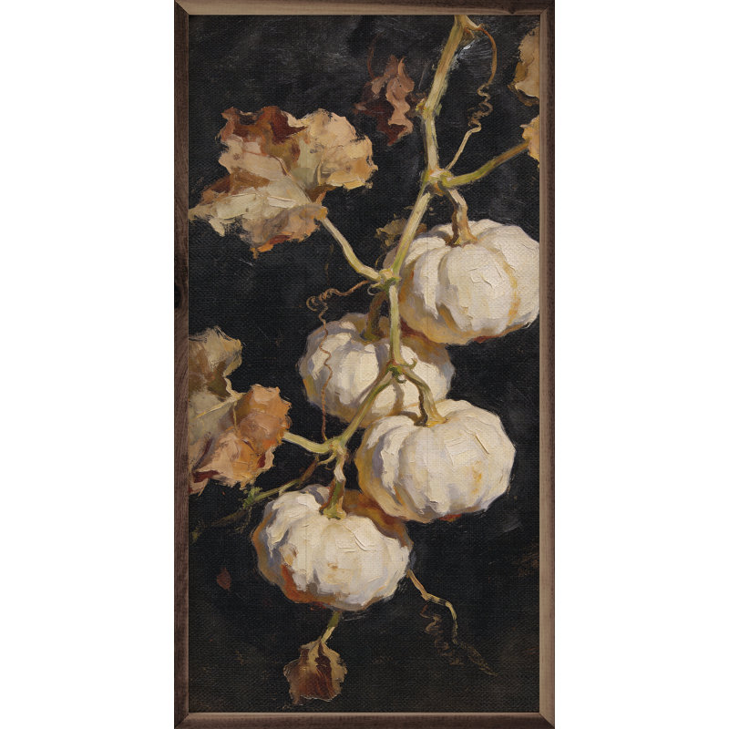Citrouilles blanches sur la vigne, H 16 po x l 8 po