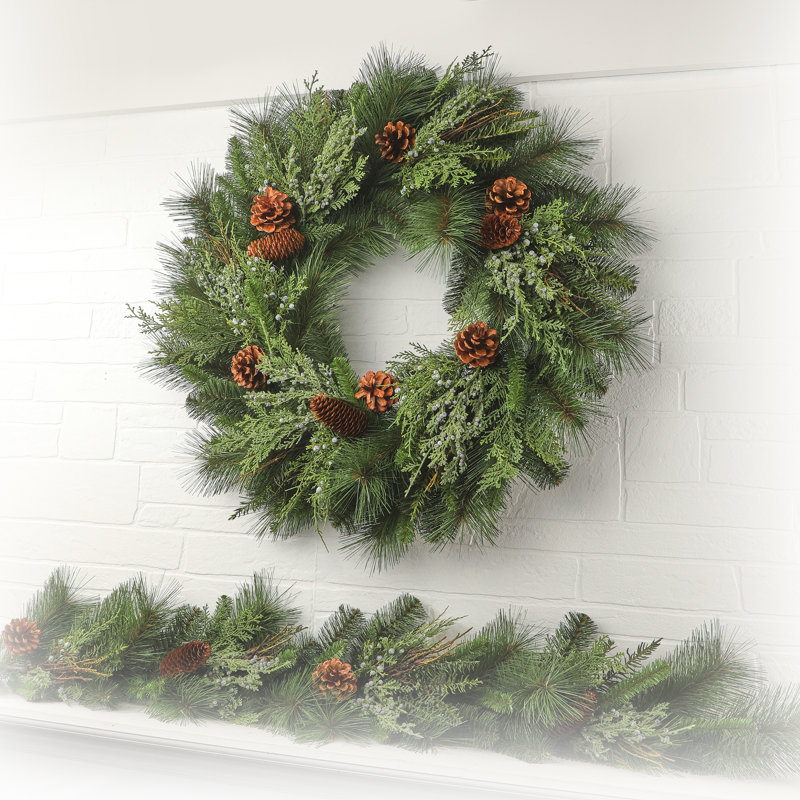 Juniper Pinecones Wreath, 30" H x 30" W x 5.5" D