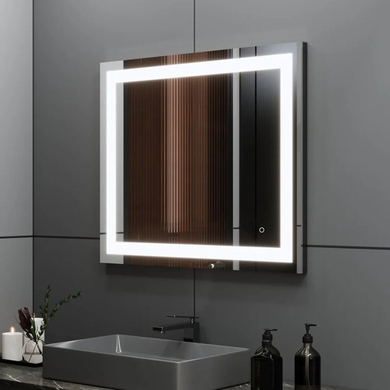Super Bright Front & Back Lighted Anti-Fog Bathroom/Vanity Mirror, 36" x 36"