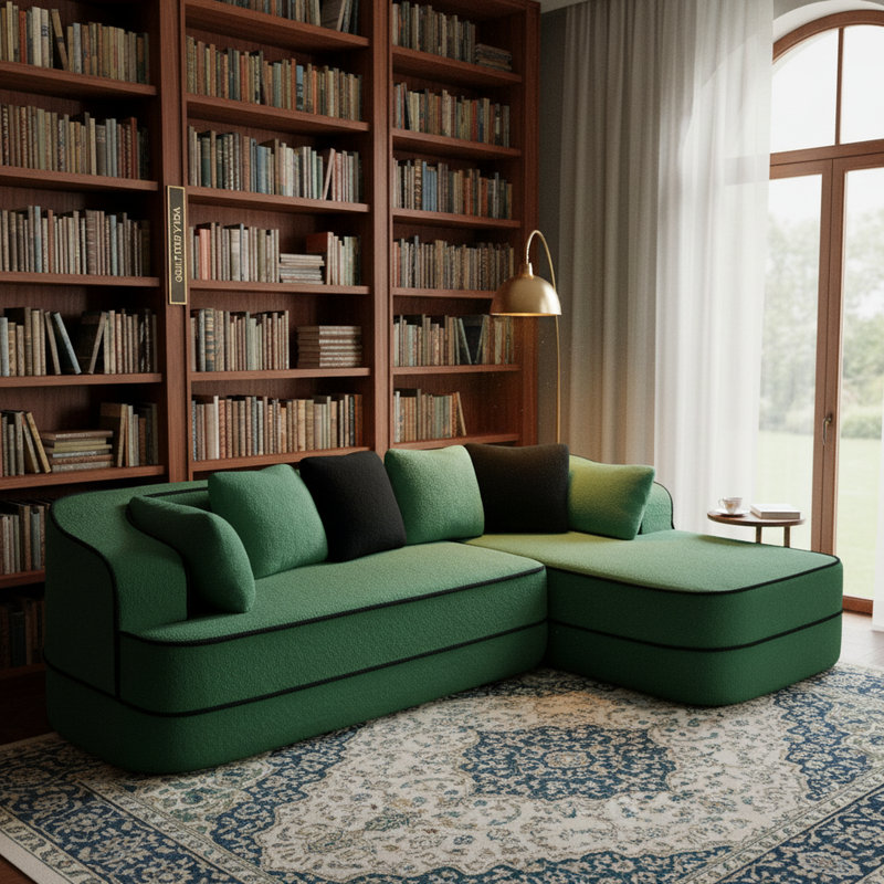 Chaise longue Teddy, Orienté à droite, Ourson vert pin