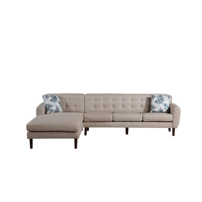 Jayant Upholstered L-Shaped Sectional, Beige/Tan, Left Hand Facing