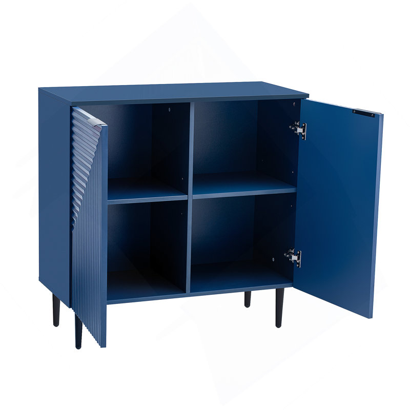 Mirod Set Of 2 Modern Minimalist Side Cabinets,Versatile Storage Solution,Adjustable Shelves,Stylish Geometric Door Design,As TV Stand