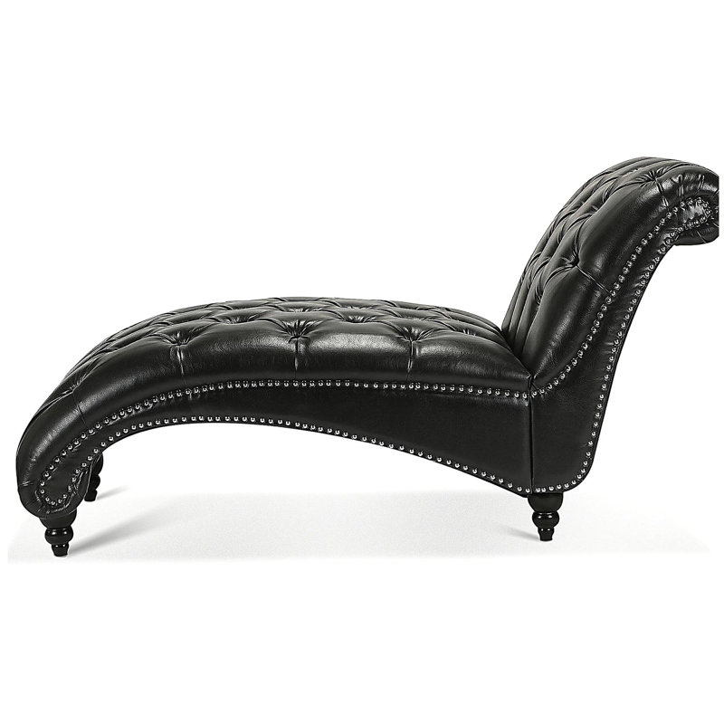 Chaise longue sans accoudoirs touffetée, Noir