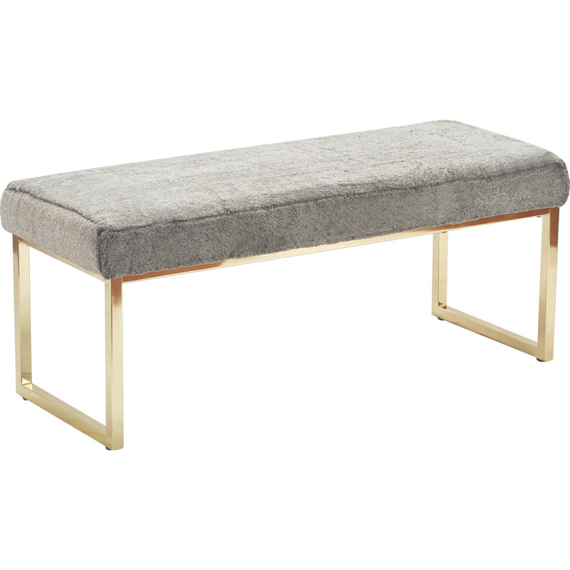 Elle Decor Giselle 43'' W Modern Entryway Bench, Shiny Metal Legs, Upholstered Vanity Stool & Bedroom Settee