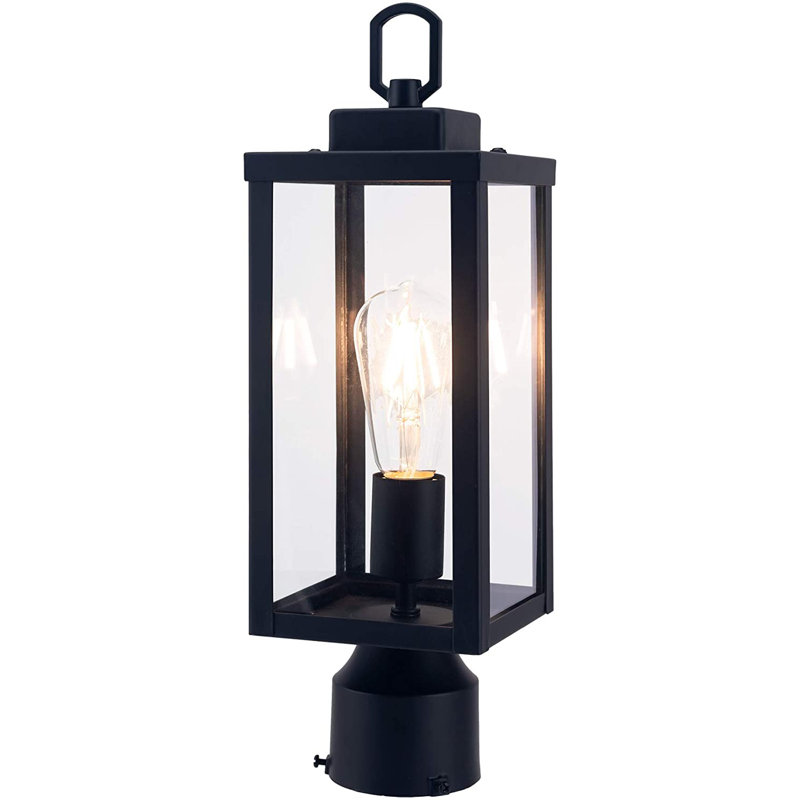 Lampadaire d'extérieur imperméable et transparent Berkett, Noir mat