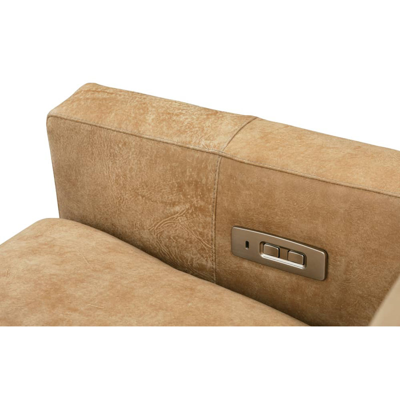 Sylvie Leather Zero Wall Power Recliner, Medium Wood