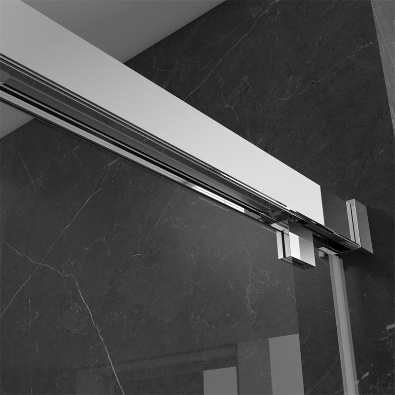 48'' W 76'' H Frameless Rectangle Reversible Shower Stall, Chrome