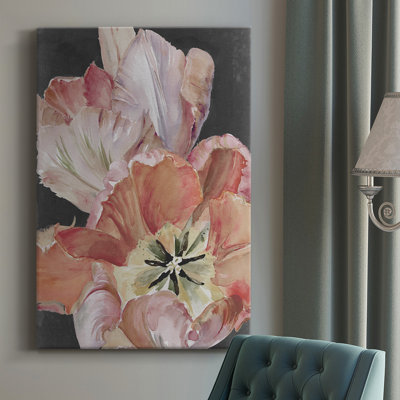 " Pastel Parrot Tulips I " Painting Print