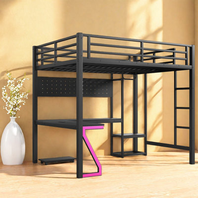 Multifunctional Full Beds With Storage, Metal Mdf Modern Home Loft