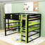 Lit mezzanine avec bureau, lumières RVB, support de rangement latéral et tablettes multiples-680192016-680192018