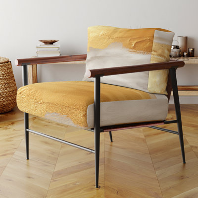 Out To Sea - Fauteuil d'appoint rembourré nautique et plage jaune et blanc