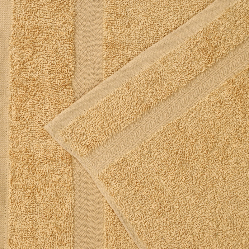 Lightweight Cotton Quick-Drying Bathroom Towel Set, Gold, Washcloth - 24 Pack