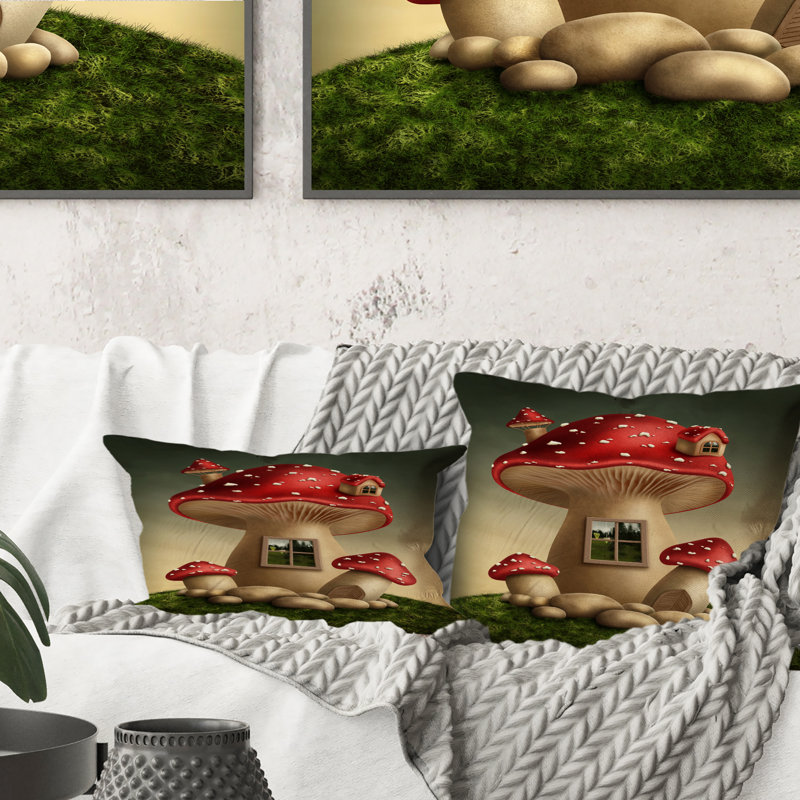 Coussin fantaisie fantaisie Mushroom House, 16 po x 16 po