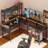 Lateefa L Shaped Computer Home Office Desk with LED Lights & Power Outlets with Storage Shelves 4-Tier Reversible Bookshelf Corner Desk-1275388953