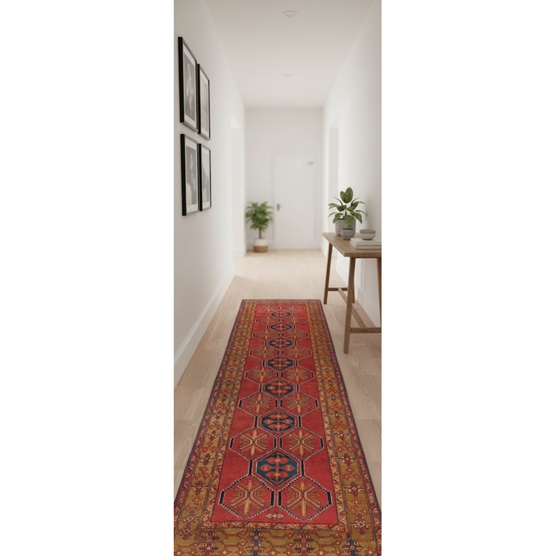 Tapis de couloir oriental rouge 5 x 13 One-of-a-Kind Tribal