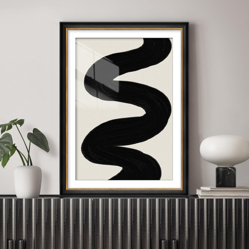 Abstrait noir et blanc, coups de pinceau, illustrations modernes, impressionnisme, art mural, Oui