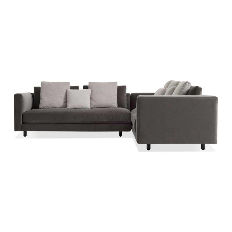 Hands Down Sectional, Camel Velvet/Sanford Navy, Left Hand Facing, Tofte Navy Polyester Blend