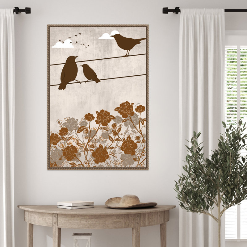 «Three Brown Birds» par Iniyan, reproduction d'art sur toile encadrée, H 33 po x l 23 po