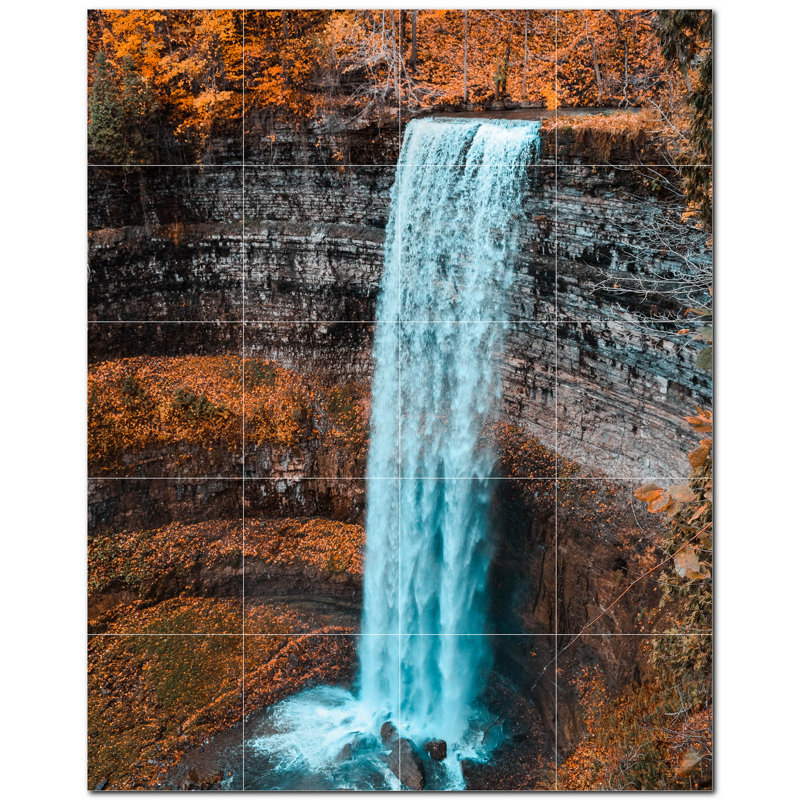 Murale en céramique satinée 4,25 po x 4,25 po Waterfalls Photo