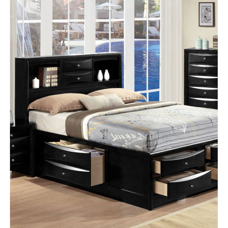 Ireland Bookcase Bed, Black, Queen
