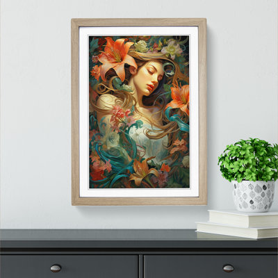 Lily Flower Rococo - Single Picture Frame Print on Wood