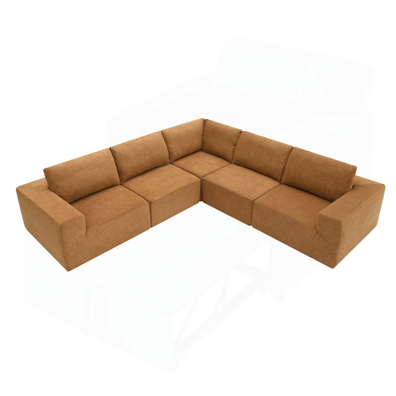 Canapé modulaire avec tissu d'ameublement Boneless, Tissu éponge brun