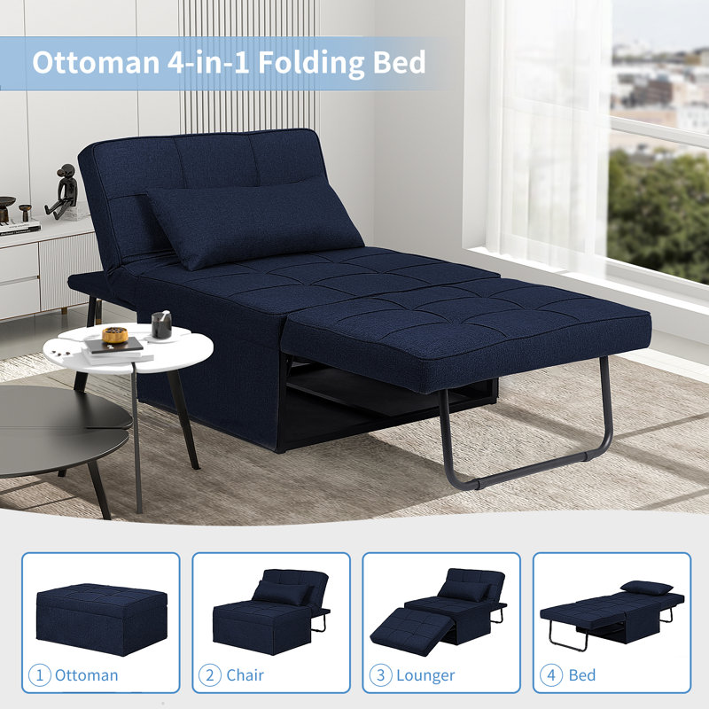 Fauteuil convertible 72 po Horwood, Mélange de coton bleu marine