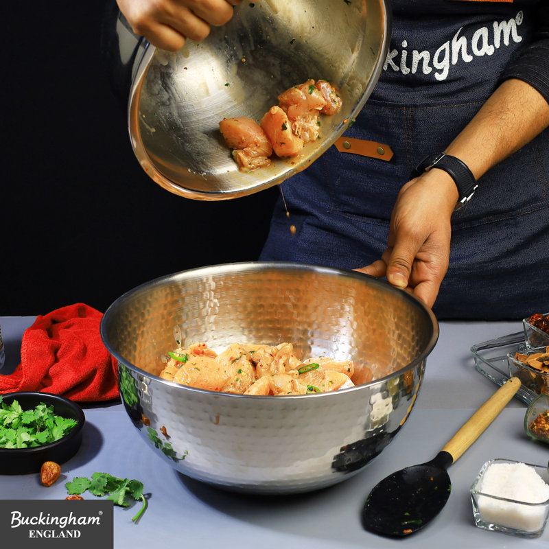 Buckingham Salad Mixing Bowl Stainless Steel with Hammered Effect, 30cm