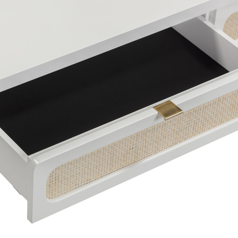 Console en rotin blanc Patty, Blanc