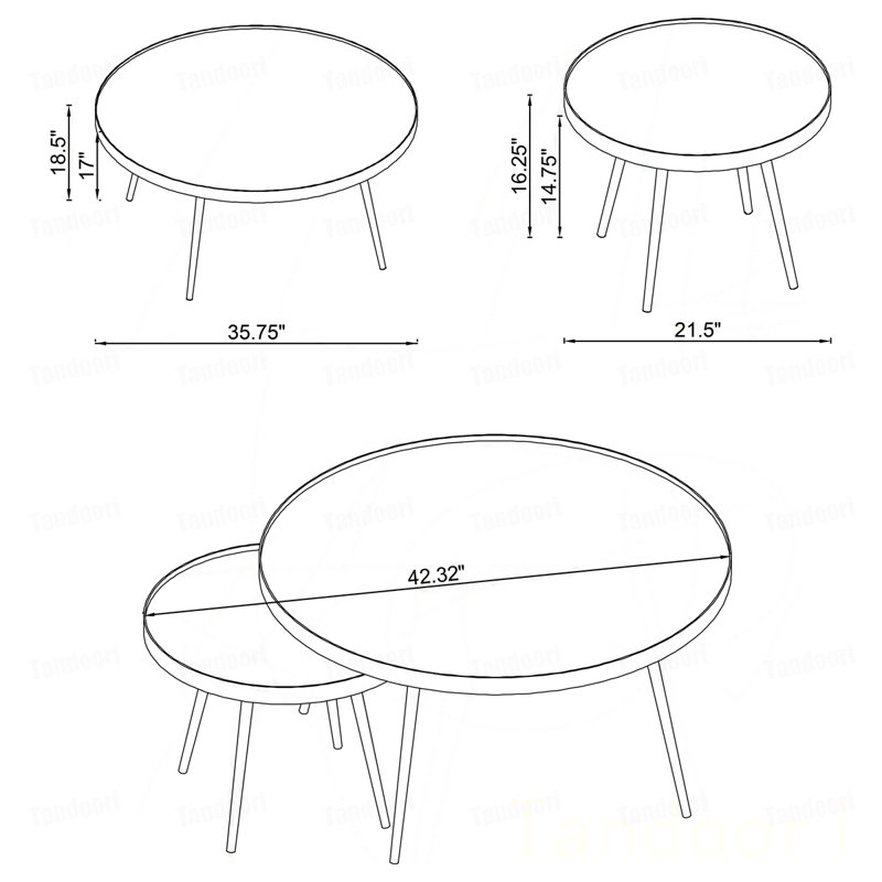 Table basse dorée à miroir 2 pièces