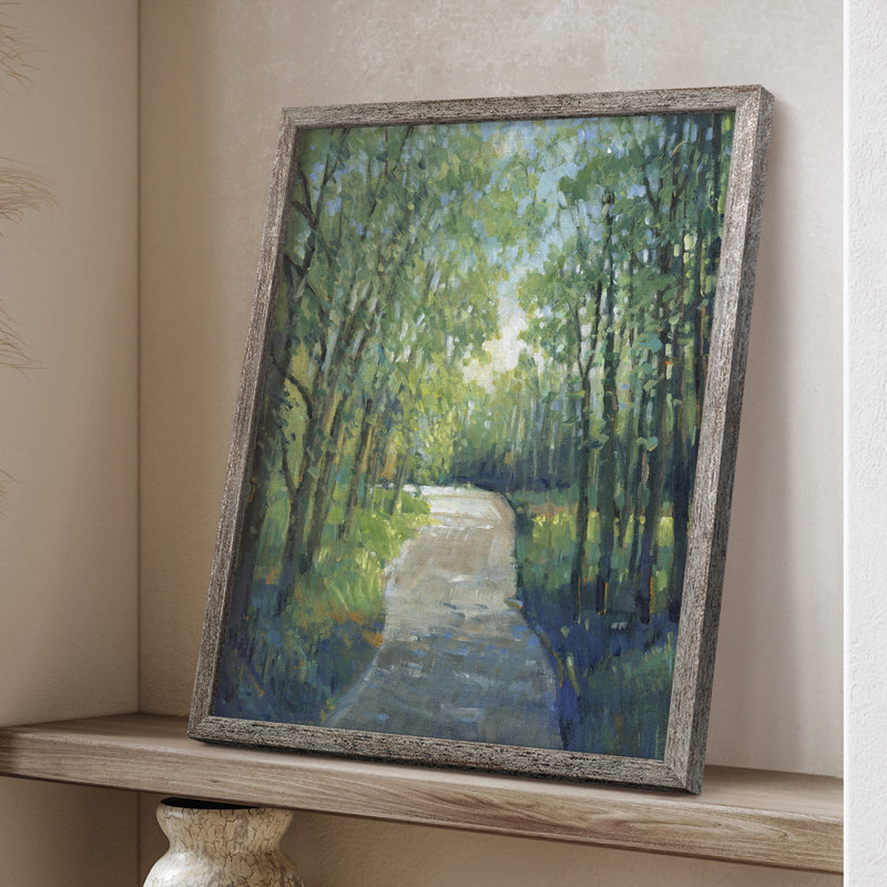 Golden Light Pathway I, reproduction encadrée - bois massif, H 11 po x l 9 po