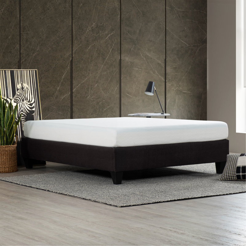 Modern Dark Grey Upholstered Platform Bed Frame, Full