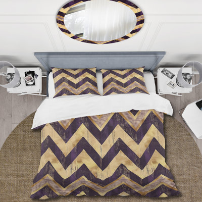 Mauve Majestic Chevron I - Ensemble de housse de couette traditionnel