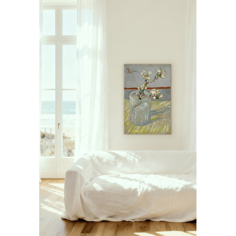 «Sprig of Flowering Almond in a Glass», reproduction sur toile tendue, H 18 po x l 12 po