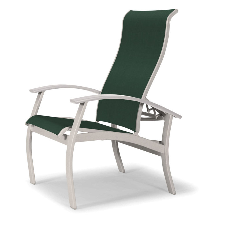 Chaise de patio Askar, Blanc, Vert forêt 22D Sunbrella® vert, Neige texturée