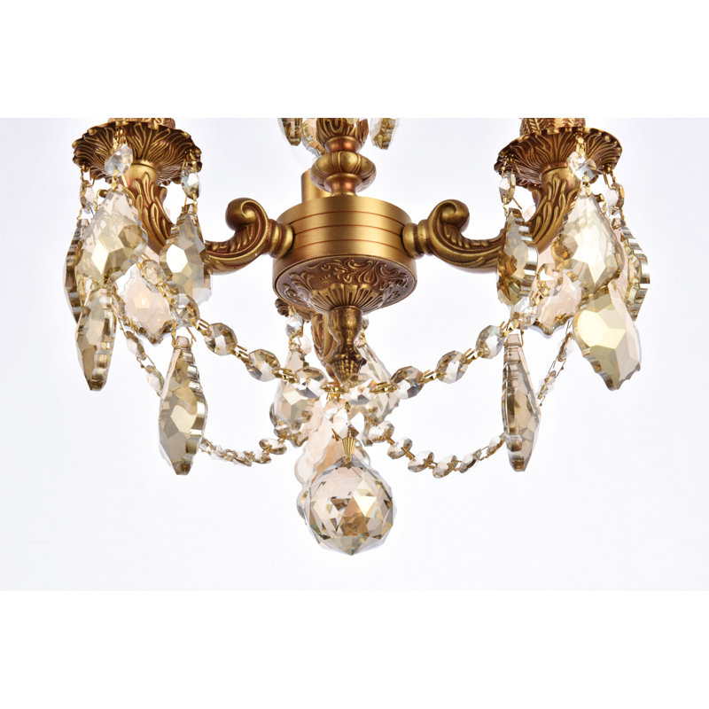 Lustre classique à 3 lumières de style bougie Downes, Or français / teck doré (fumé) / type cristal