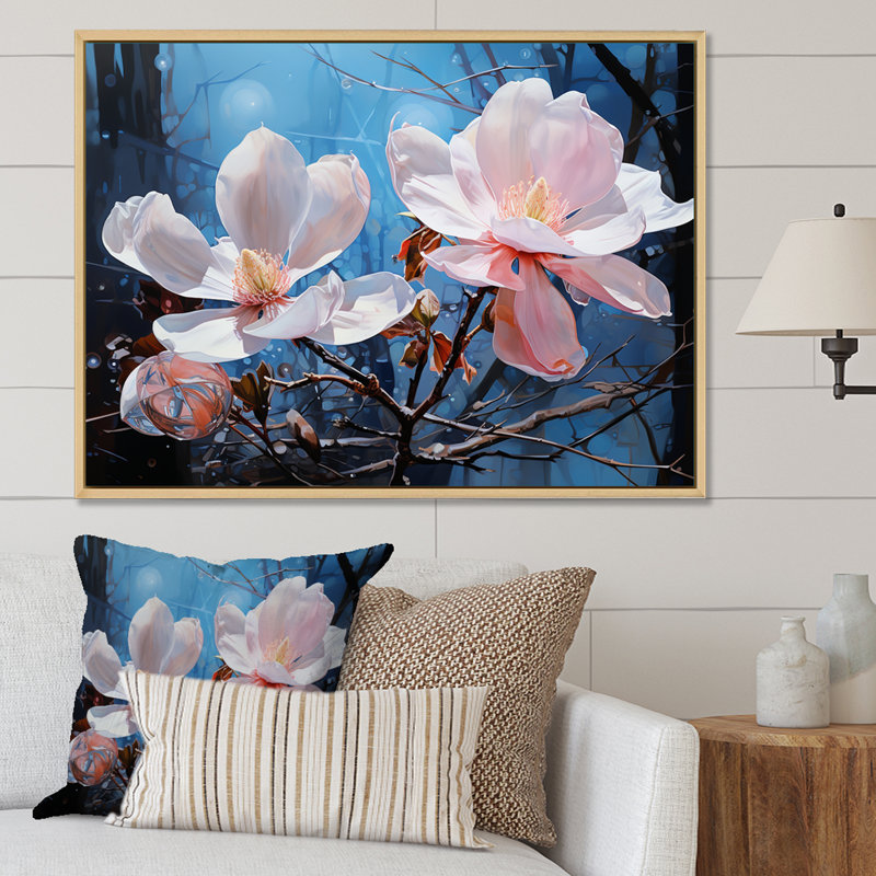 «Luxurious Magnolia Tranquility III», reproduction sur toile, Cadre naturel flottant, H 16 po x l 32 po x P 1 po