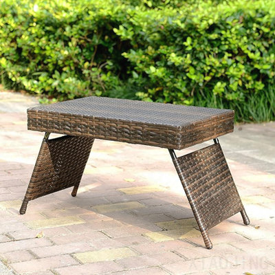 Table pliante, osier portatif, brun