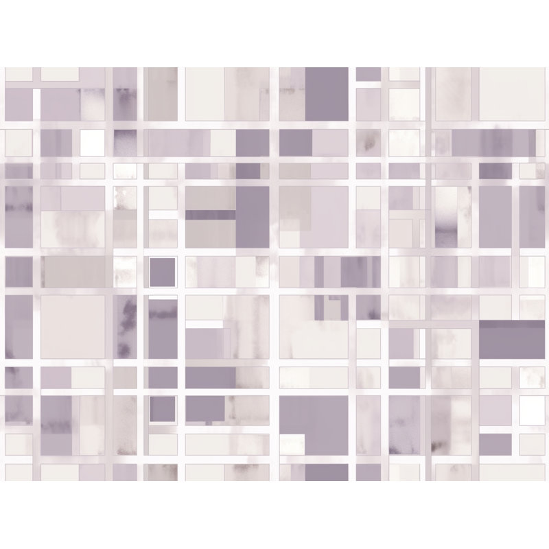 Kryslin Shower Curtain Pattern Bath Mat Bathroom Decor Grey/Purple, H 93 po x l 70 po