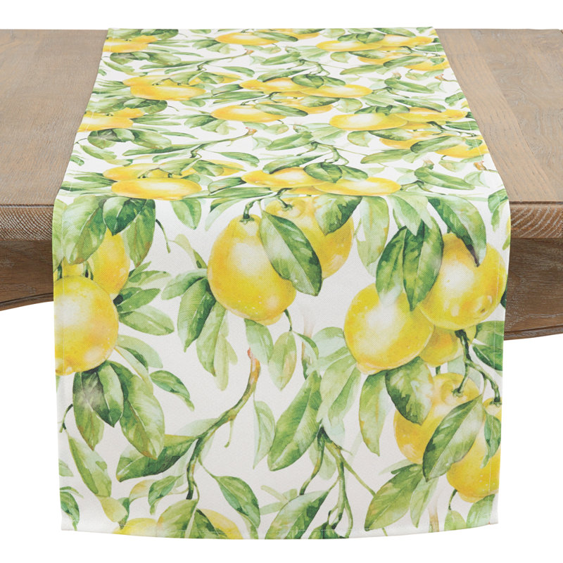 Lemon Printed Design Table Runner, 90" L x 16" W