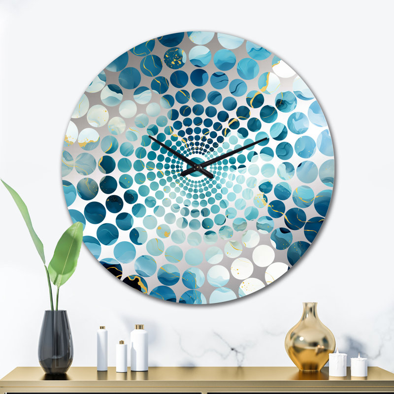 Horloge murale en marbre zen bleu et blanc, Grand